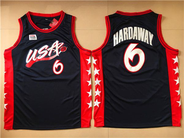 Men NBA USA 6 Hardaway Black Jerseys